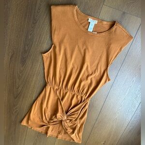 l*space Rust Tan Brown Knot-Front Mini Dress